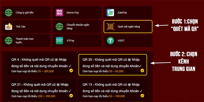 Quy trình nạp tiền vào Hello88 bằng quét mã QR